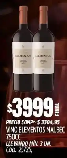 Supermercados Yaguar Elementos vino malbec oferta