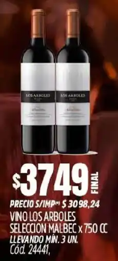 Supermercados Yaguar Los arboles vino seleccion malbec oferta