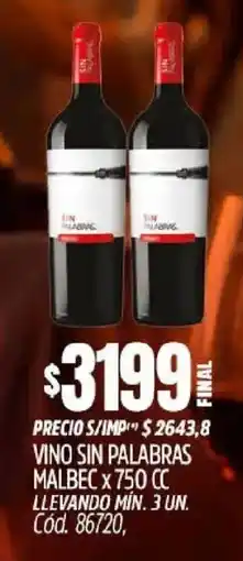 Supermercados Yaguar Sin palabras vino malbec oferta