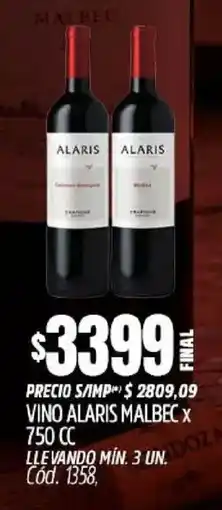 Supermercados Yaguar Alaris malbec vino oferta