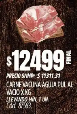 Supermercados Yaguar Carne vacuna aguja pul al vacio oferta