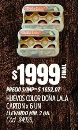 Supermercados Yaguar Doña lala huevos color carton oferta