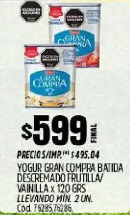 Supermercados Yaguar Gran compra yogur batida descremado frutilla/ vainilla oferta