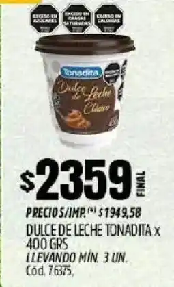 Supermercados Yaguar Tonadita dulce de leche oferta