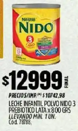 Supermercados Yaguar Nestlé leche infantil polvo nido 3 prebiotico lata oferta
