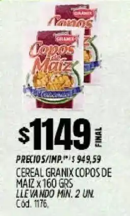 Supermercados Yaguar Copos de maiz cereal granix oferta