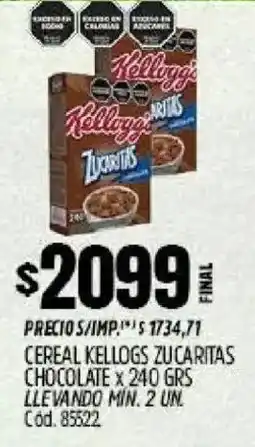 Supermercados Yaguar Kellogg's cereal zucaritas chocolate oferta
