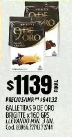 Supermercados Yaguar 9 de oro galletitas brigitte oferta