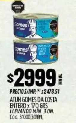 Supermercados Yaguar Gomes da costa atun entero oferta