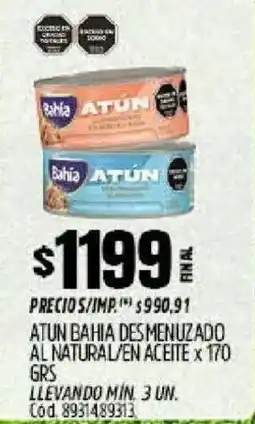 Supermercados Yaguar Atun bahia des menuzado al natural/en aceite oferta