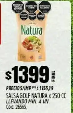 Supermercados Yaguar Natura salsa golf oferta