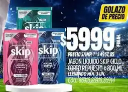 Supermercados Yaguar Skip jabon liquido giclo. corto repuesto oferta