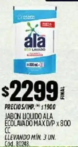 Supermercados Yaguar Ala jabon liquido ecolavado max d/p oferta