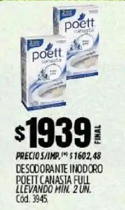Supermercados Yaguar Poett desodorante inodoro canasta full oferta