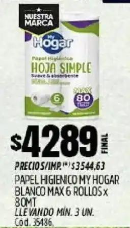 Supermercados Yaguar My hogar papel higienico blanco max oferta