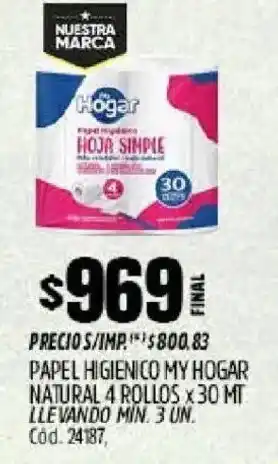 Supermercados Yaguar My hogar papel higienico natural oferta