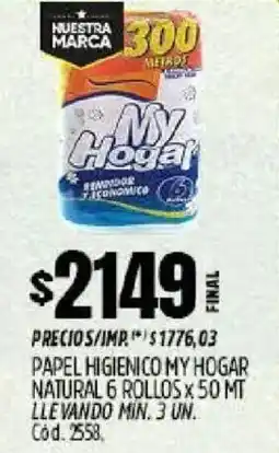 Supermercados Yaguar My hogar papel higienico natural oferta