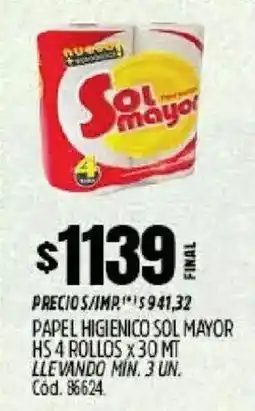 Supermercados Yaguar Sol mayor papel higienico hs oferta
