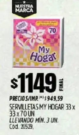 Supermercados Yaguar My hogar servilletas oferta