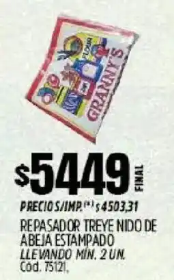Supermercados Yaguar Nido repasador treye de abeja estampado oferta
