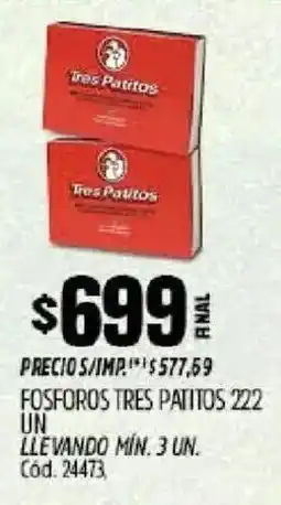 Supermercados Yaguar Tres patitos fosforos oferta