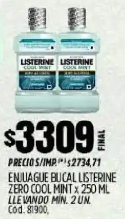 Supermercados Yaguar Listerine enjuague bucal zero cool mint oferta