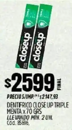 Supermercados Yaguar Close up dentifrico triple menta oferta