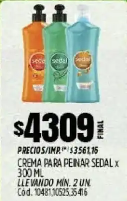Supermercados Yaguar Sedal crema para peinar oferta