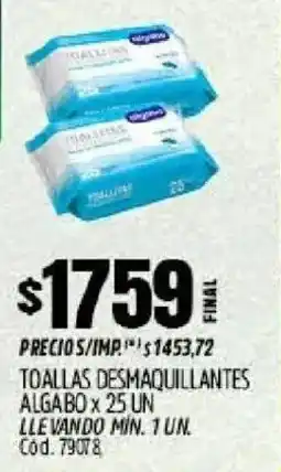 Supermercados Yaguar Algabo toallas desmaquillantes oferta