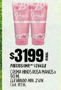 Supermercados Yaguar Hinds crema rosa manos oferta