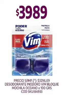 Supermercados Yaguar Vim desodorante inodoro bloque mochila oceano oferta