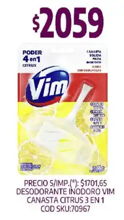 Supermercados Yaguar Vim desodorante inodoro canasta citrus 3 en 1 oferta