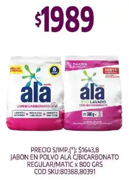Supermercados Yaguar Ala jabon en polvo c/bicarbonato regular/matic oferta