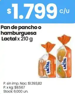 Changomas Lactal pan de panchoo hamburguesa oferta