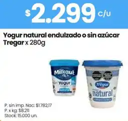 Changomas Tregar yogur natural endulzado o sin azúcar oferta