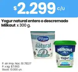 Changomas Milkaut yogur natural entero o descremado oferta