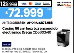 Changomas Drean cocina inox luz encendido electrónico oferta