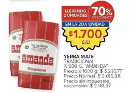 Carrefour Amanda yerba mate tradicional oferta