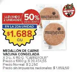 Carrefour Carrefour medallón de carne vacuna congelada oferta