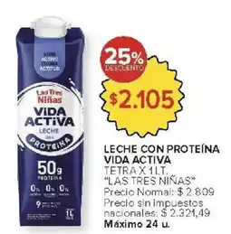 Carrefour Las tres niñas leche con proteína vida activa tetra oferta
