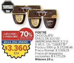 Carrefour Danette postre chocolate/ dulce de leche americana pack oferta