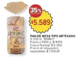 Carrefour Bimbo pan de mesa tipo artesano oferta