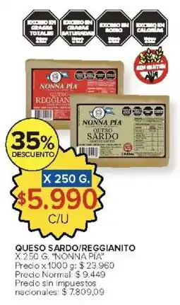 Carrefour Nonna pía queso sardo/reggianito oferta