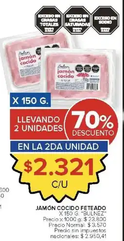 Carrefour Bulnez jamón cocido feteado oferta