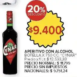 Carrefour Cynar aperitivo con alcohol botella oferta