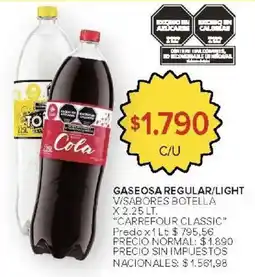 Carrefour Carrefour classic gaseosa regular/light v/sabores botella oferta