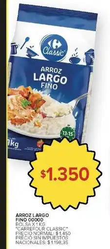 Carrefour Carrefour classic arroz largo fino 00000 bolsa oferta