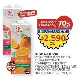 Carrefour Carrefour extra jugo natural v/sabores 100% fruta tetra brick oferta