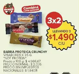Carrefour Not protein barra proteica crunchy v/sabores oferta