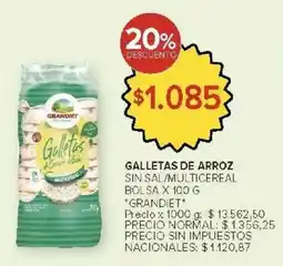Carrefour Grandiet galletas de arroz sin sal/multicereal bolsa oferta